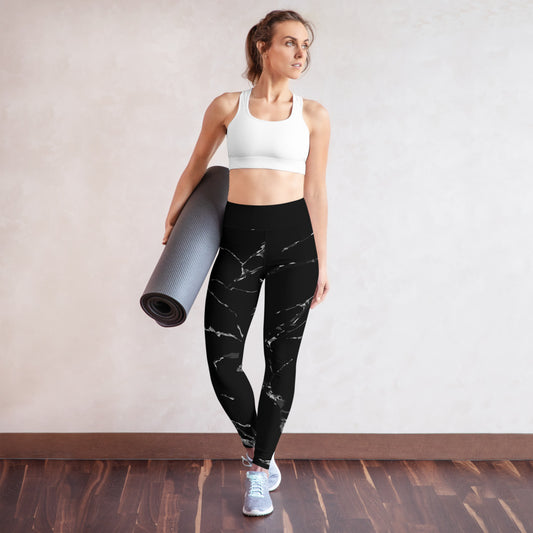 Black Marble Yoga Pants
