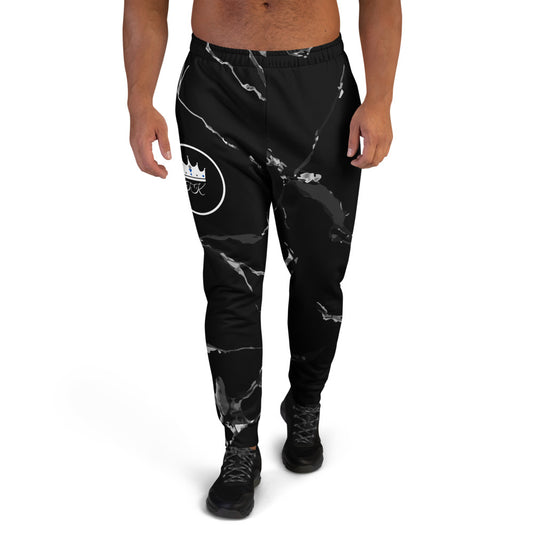 Crowned Black Marble Joggers