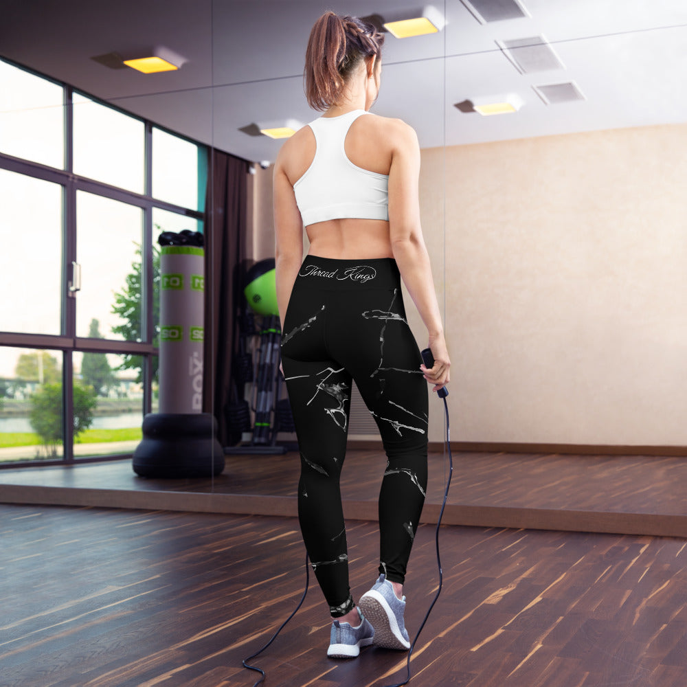 Black Marble Yoga Pants