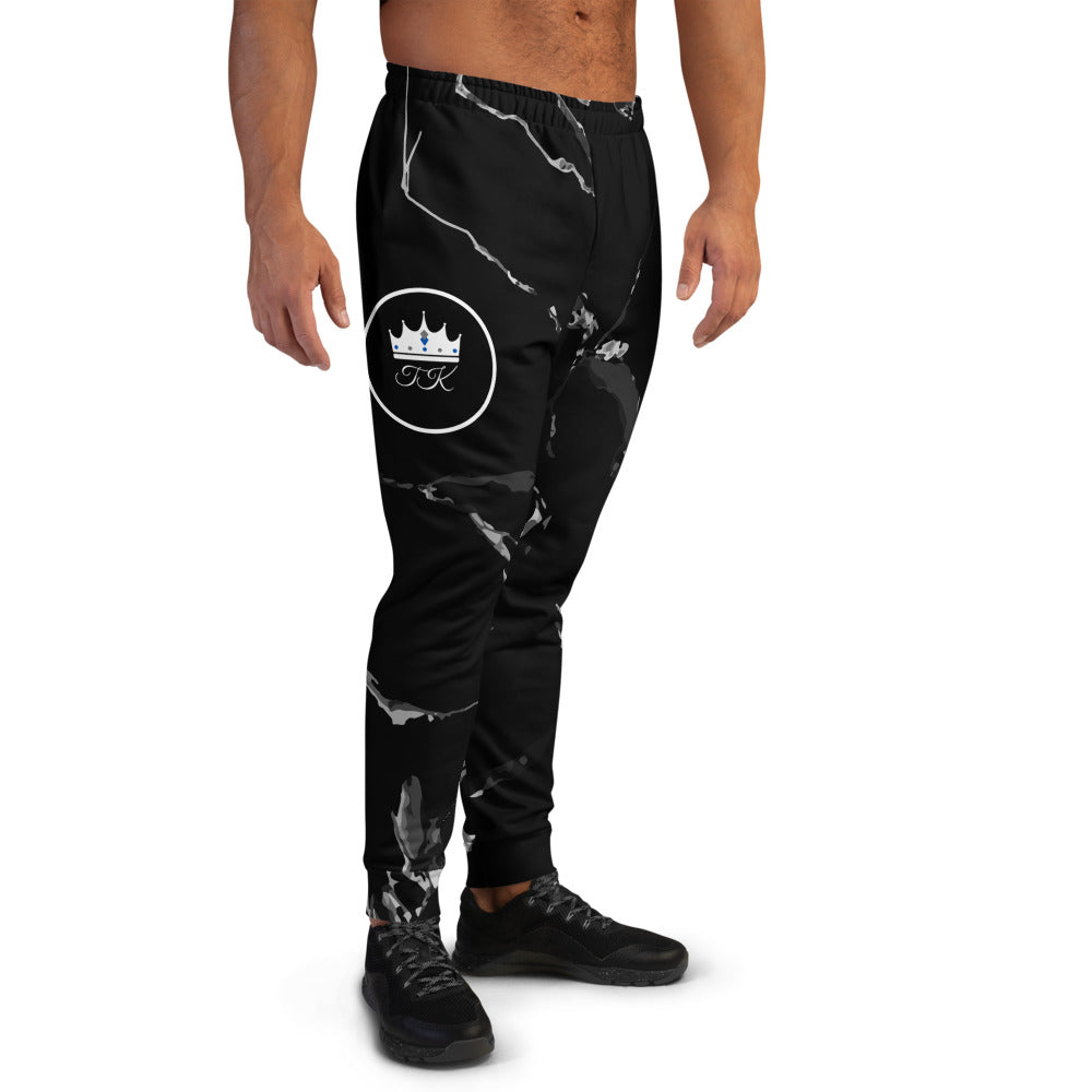 Crowned Black Marble Joggers